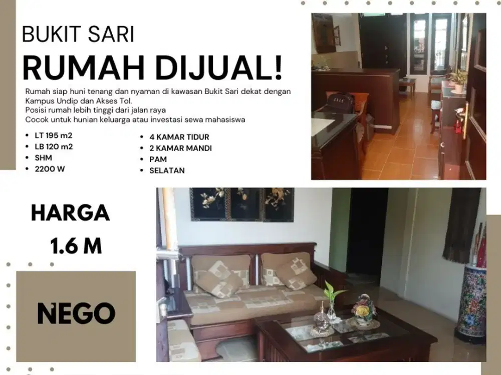 Rumah Strategis Kawasan Bukit Sari Dekat Undip dan Akses Tol