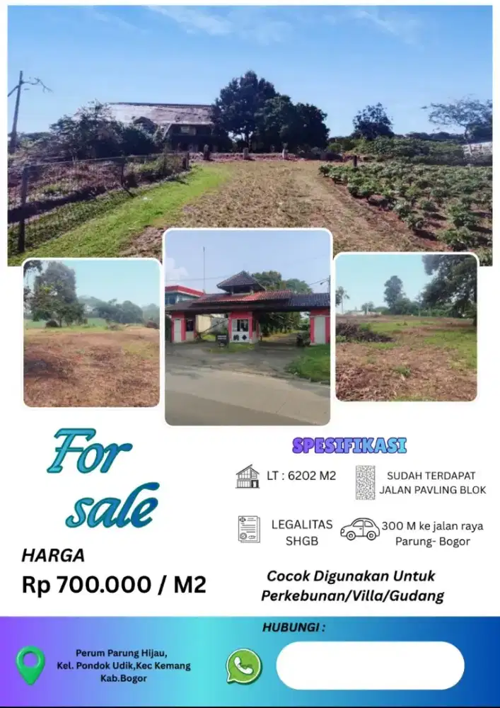 Dijual Tanah Perumahan Parung Hijau Pondok Udik Bogor