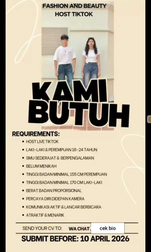 Lowongan Host Tiktok