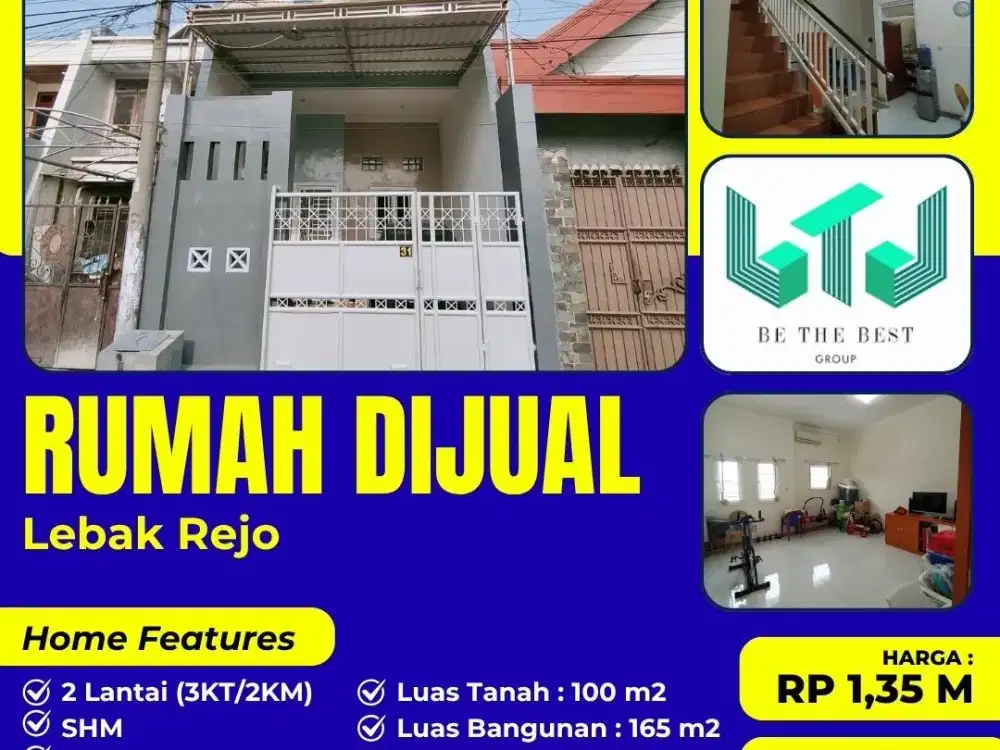 FREE TANDON ATAS STAINLESS!! DIJUAL RUMAH 2 LANTAI HARGA ISTIMEWA DI LEBAK REJO – SURABAYA UTARA