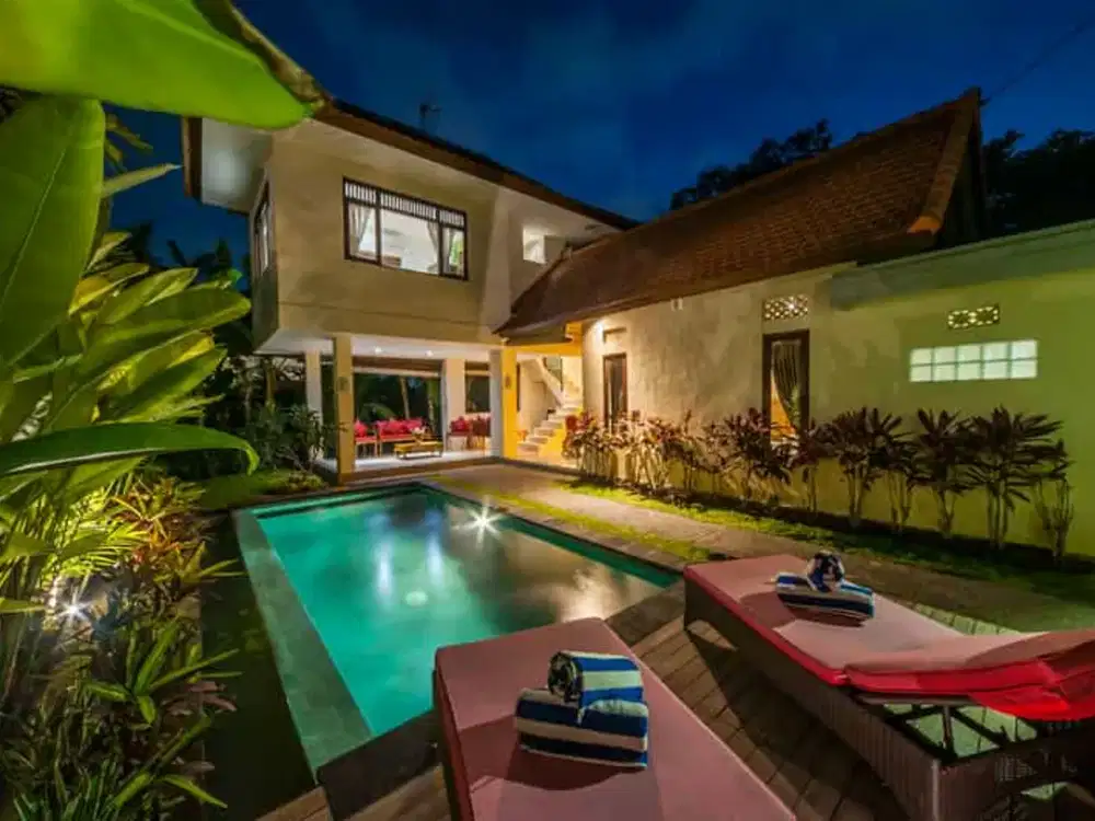 2-Story Minimalist Villa with Pool in Serene Ubud Bali for Rent Yearly