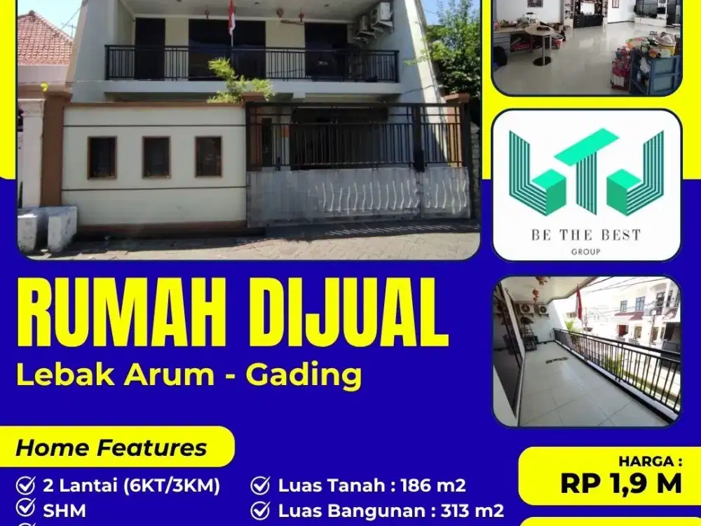 SIAP HUNI – 2 LANTAI!! DIJUAL RUMAH DI LEBAK ARUM GADING TAMBAKSARI SURABAYA