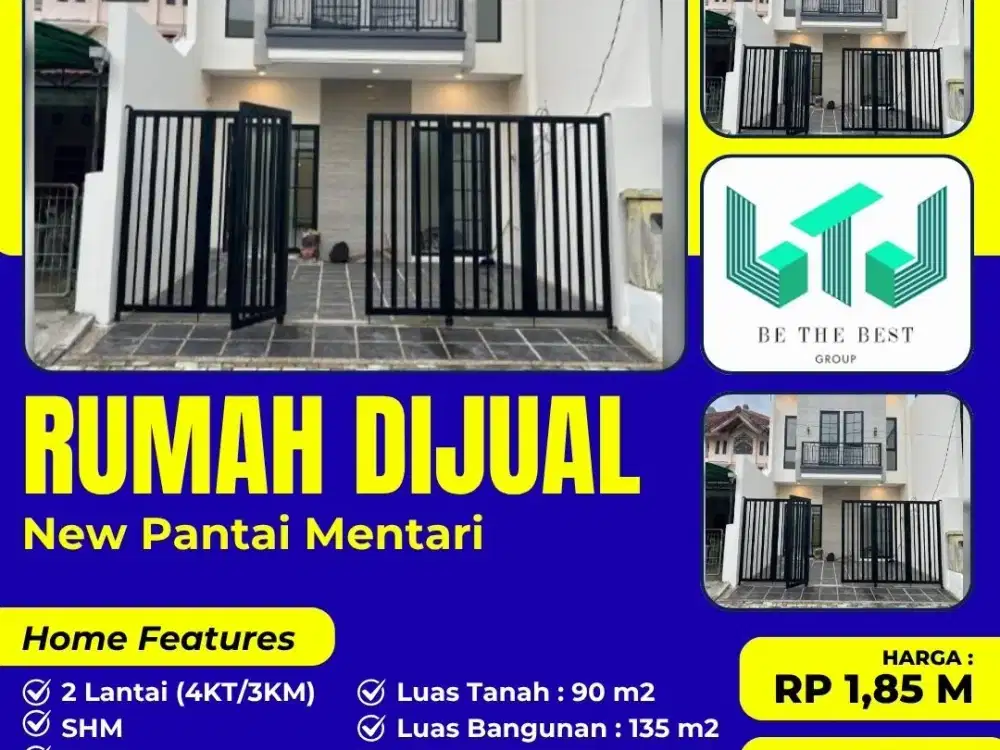 BERADA DI BLOK DEPAN!! DIJUAL RUMAH 2 LANTAI NEW PANTAI MENTARI BULAK – SURABAYA TIMUR