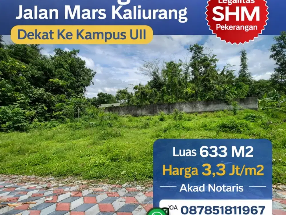 Tanah Jogja Kost Area Kampus UII Kaliurang SHM Pekarangan