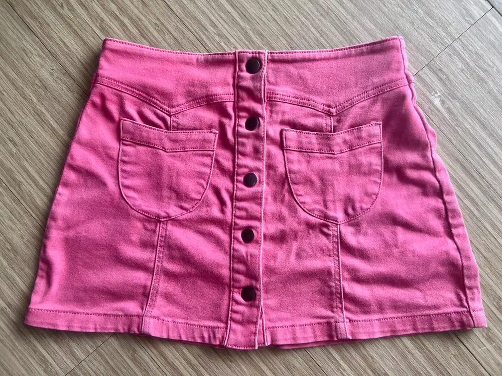 Forever 21 Rok Mini Skirt Denim Pink