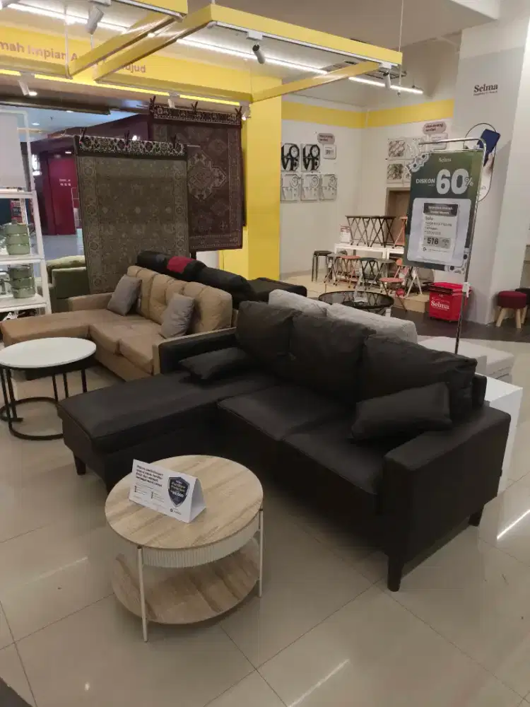 Sofa L minimalis coklat