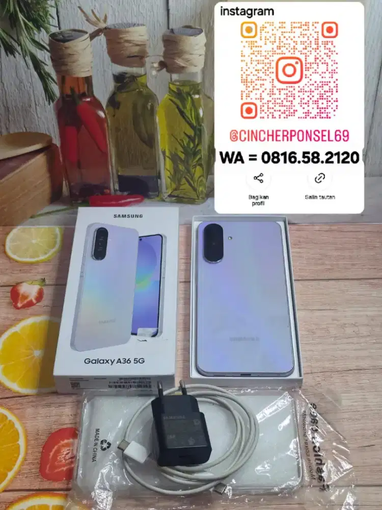 Jual hp likeNEW SAMSUNG A36 5g 8/256 ISTIMEWA grns 08 26 free adaptor
