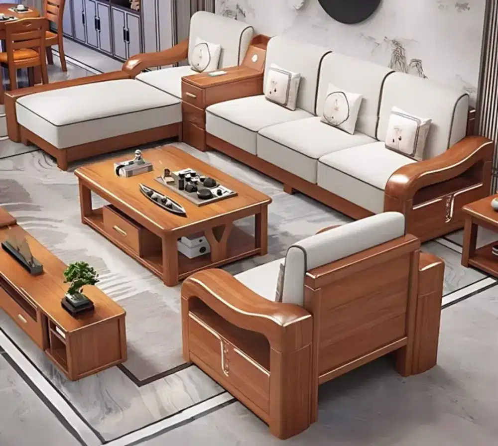 Kursi tamu sofa minimalis jati