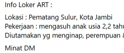 Info Loker ART di Kota Jambi