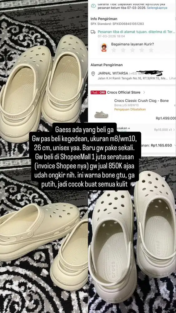 Jual crocs NEW salah ukuran Murah aja 850k