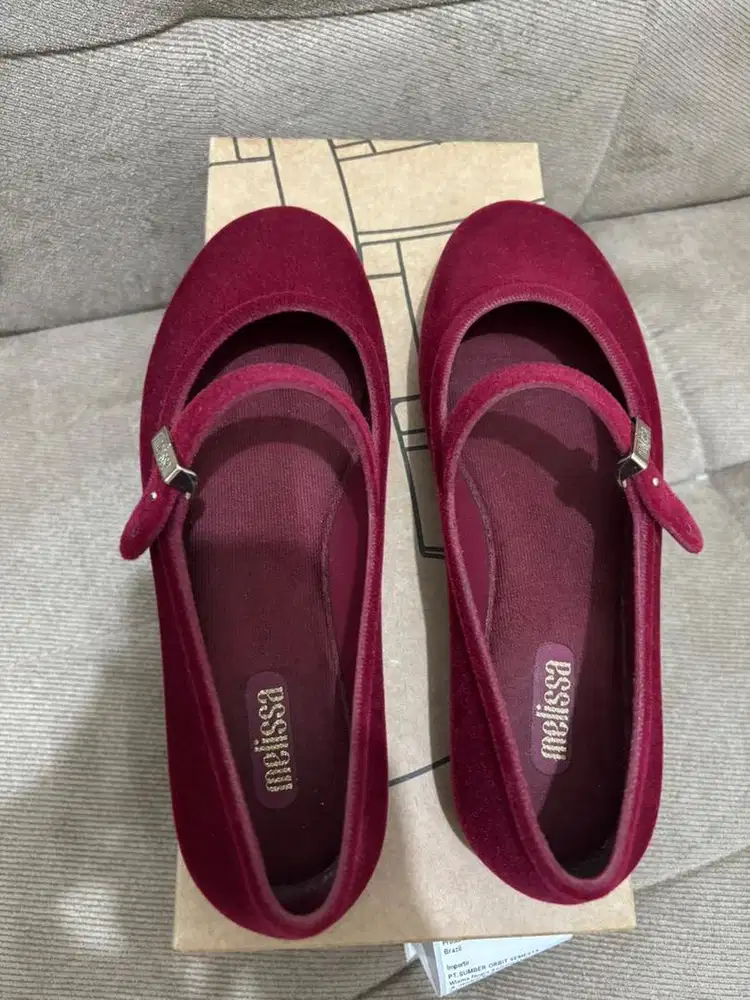 Melissa Soft Ballerina Velvet - Red Flocked