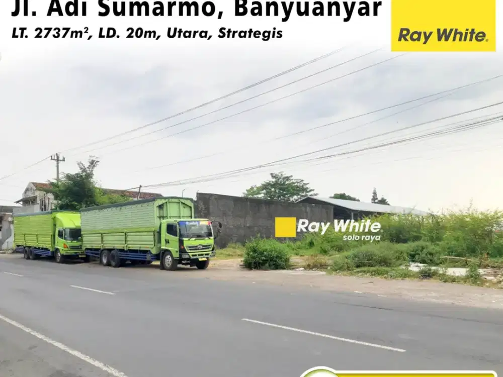 Tanah 2737meter Siap bangun tepi jl Utama Akses kontener dekat pintu Tol klodan Banyuanyar Solo