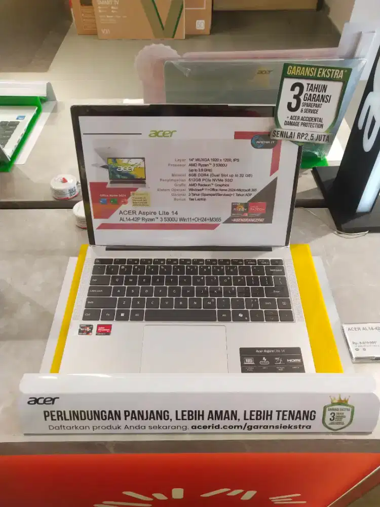 Laptop Acer Aspire Lite14-42P Ryzen 3 8/512GB, Bisa cicilan Homecredit