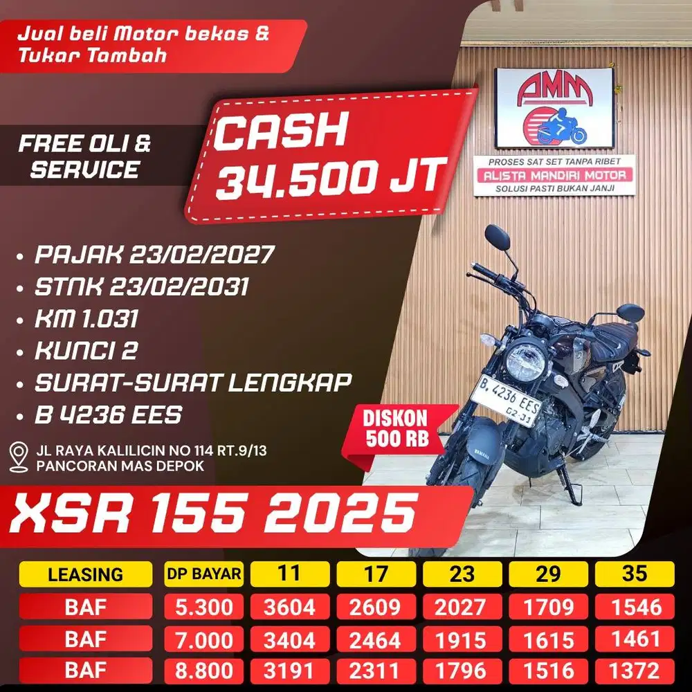 XSR 155 2025 PAJAK HIDUP KM LOW KUNCI 2 KREDIVO INDODANA CC 0% ALISTA
