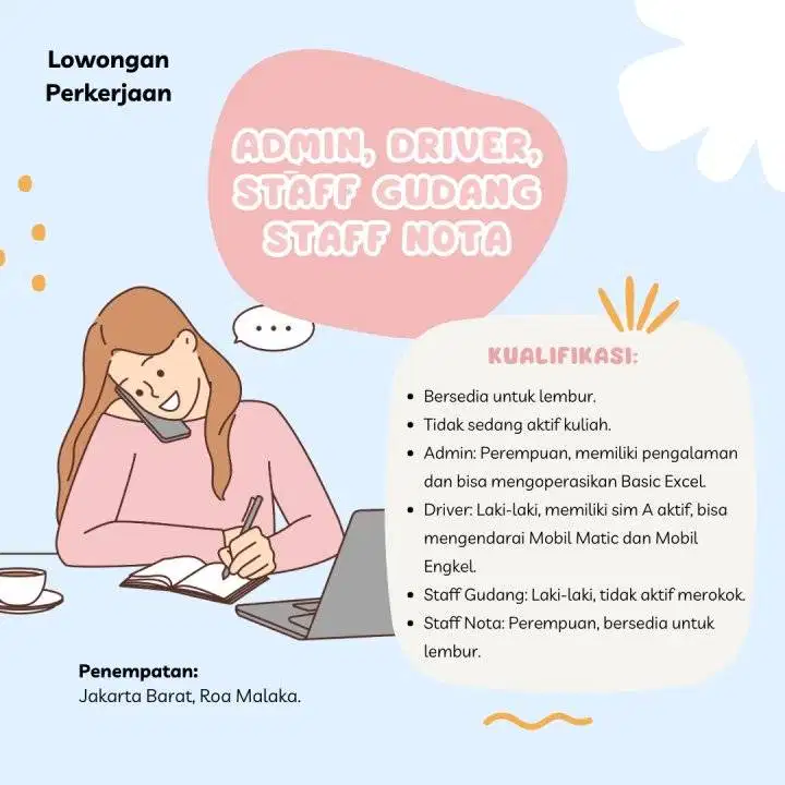 LOWONGAN KERJA POSISI ADMIN ONLINE,STAFF GUDANG,STAFF NOTA,DRIVER