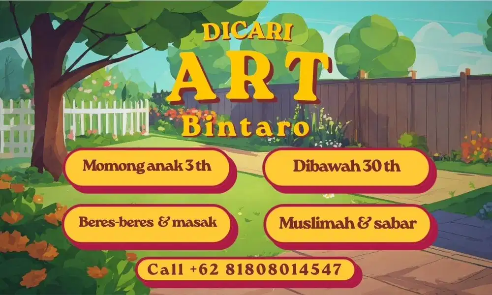 Dicari ART momong anak daerah bintaro