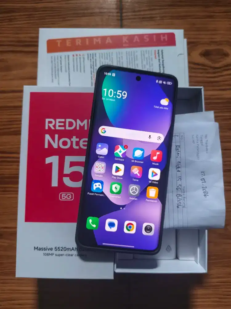 2nd Xiaomi redmi Note 15 5G 8/256 baru 1 bln an buka baru ori fullset