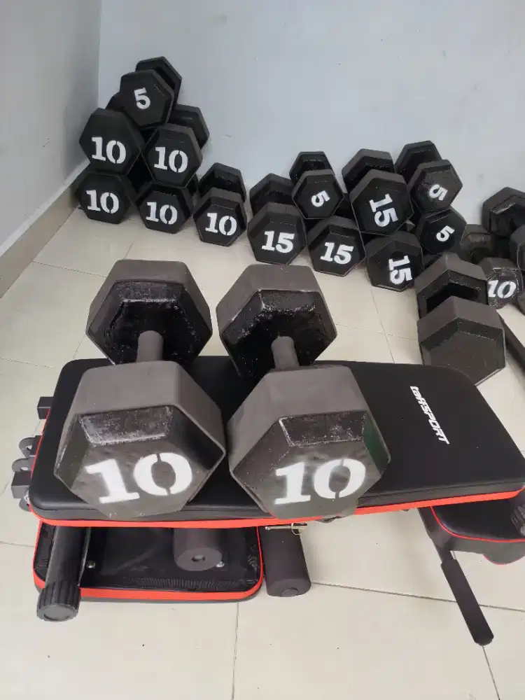 barbel / dumbell beton 10kg hexagonal (home made)