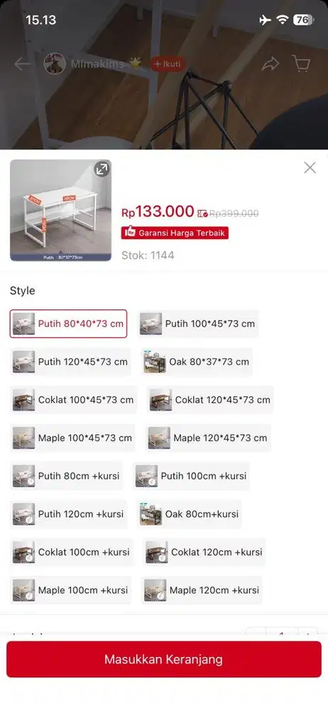 Kursi meja kamar estetic