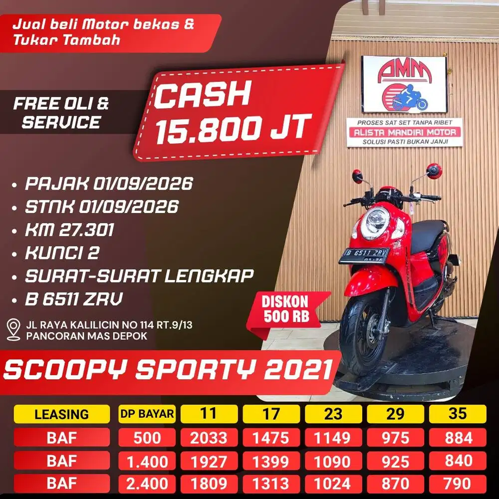 KREDIT DP 500 SCOOPY SPORTY 2021 BISA TUKAR TAMBAH /PAKAI CC/PAYLATER