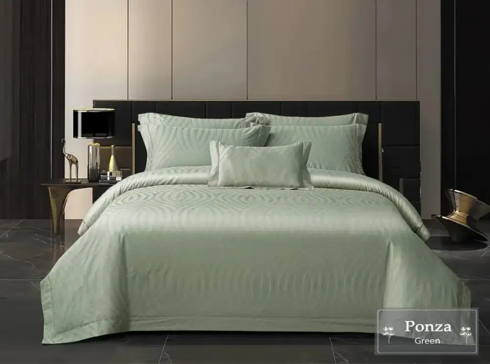 Sprei sutra tencel kingkoil hijau sage