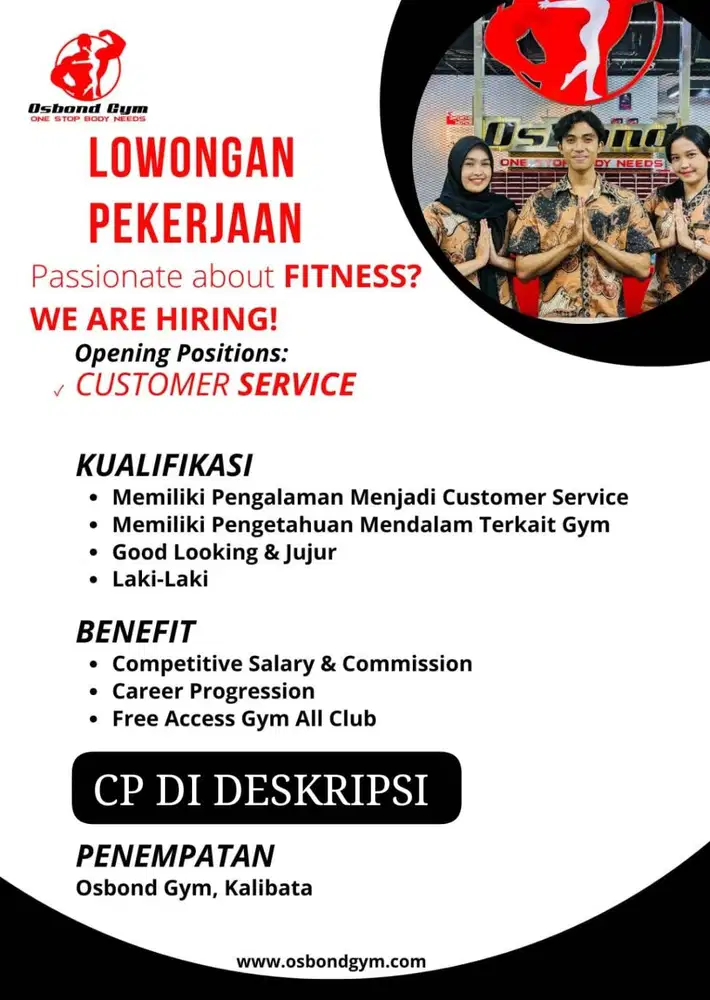 LOWONGAN PEKERJAAN CUSTOMER SERVICE GYM JAKARTA SELATAN