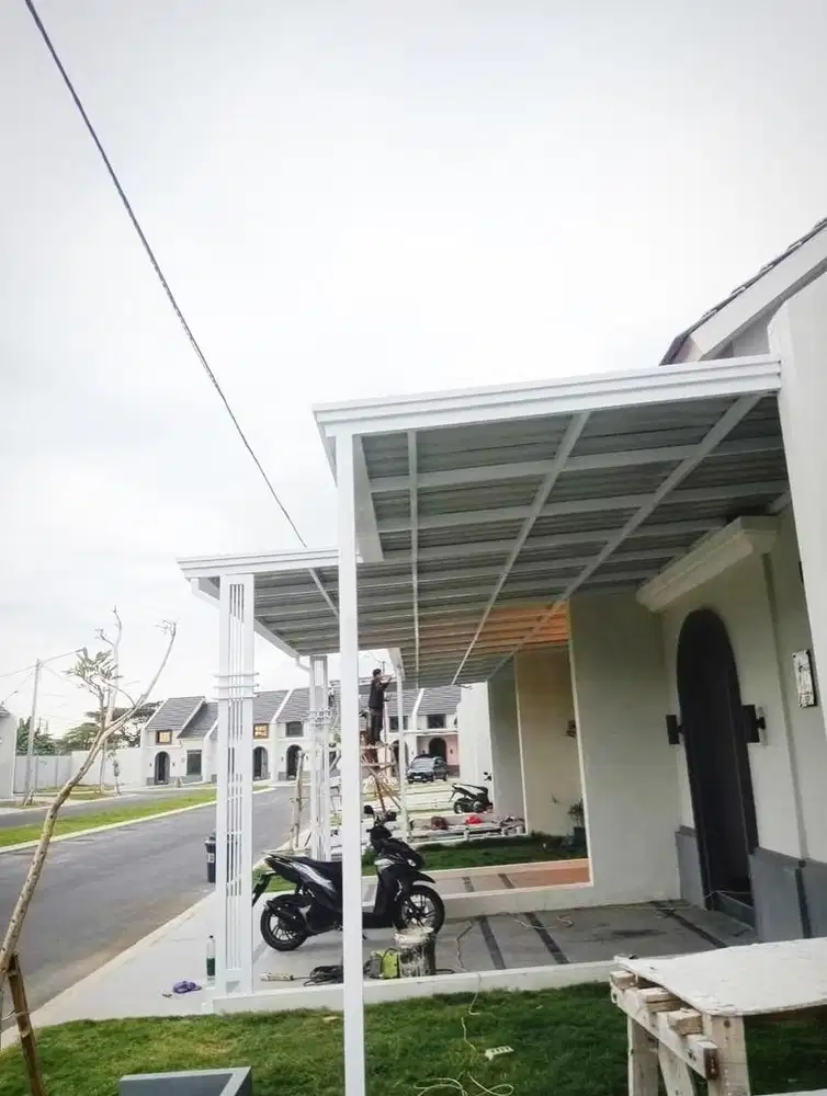 Kanopi rangka hollo 30x 90 atap seng sepandek