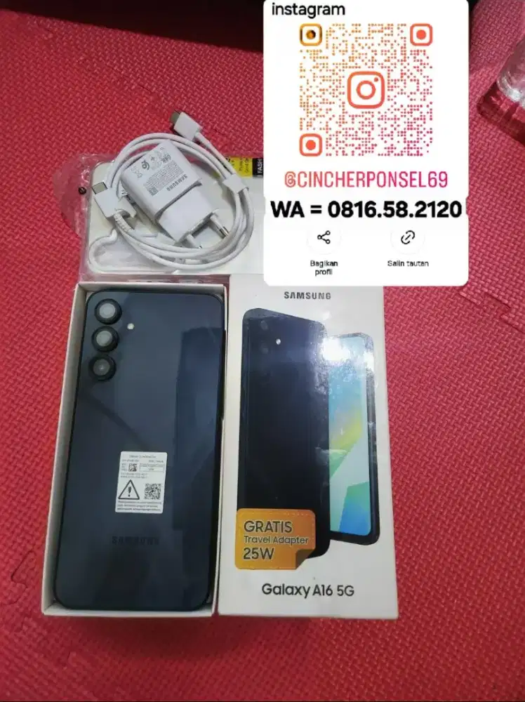 Jual hp likeNEW SAMSUNG A16 5g 8/256 istimewa grns 08 26 free adaptor