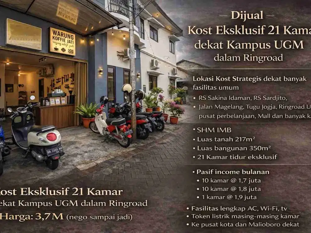 Kost Eksklusif 21 Kamar Dekat UGM Dalam Ringroad – Full Furnished, Passive Income
