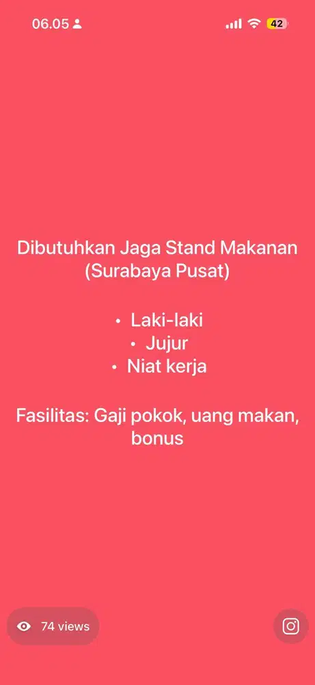 Dicari Penjaga Stand Makanan