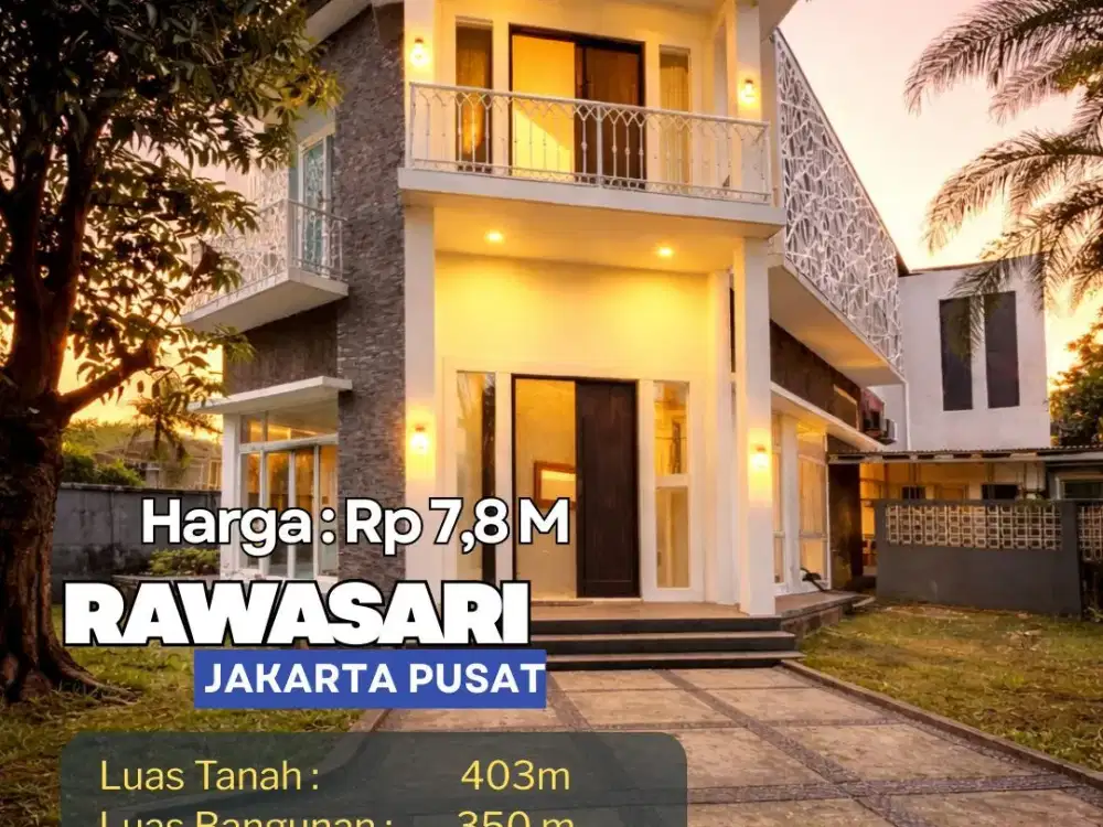 Rumah Hoek Mewah Rawasari Jakarta Pusat LT 403M² Dalam Komplek One Gate - Siap Huni Zn102