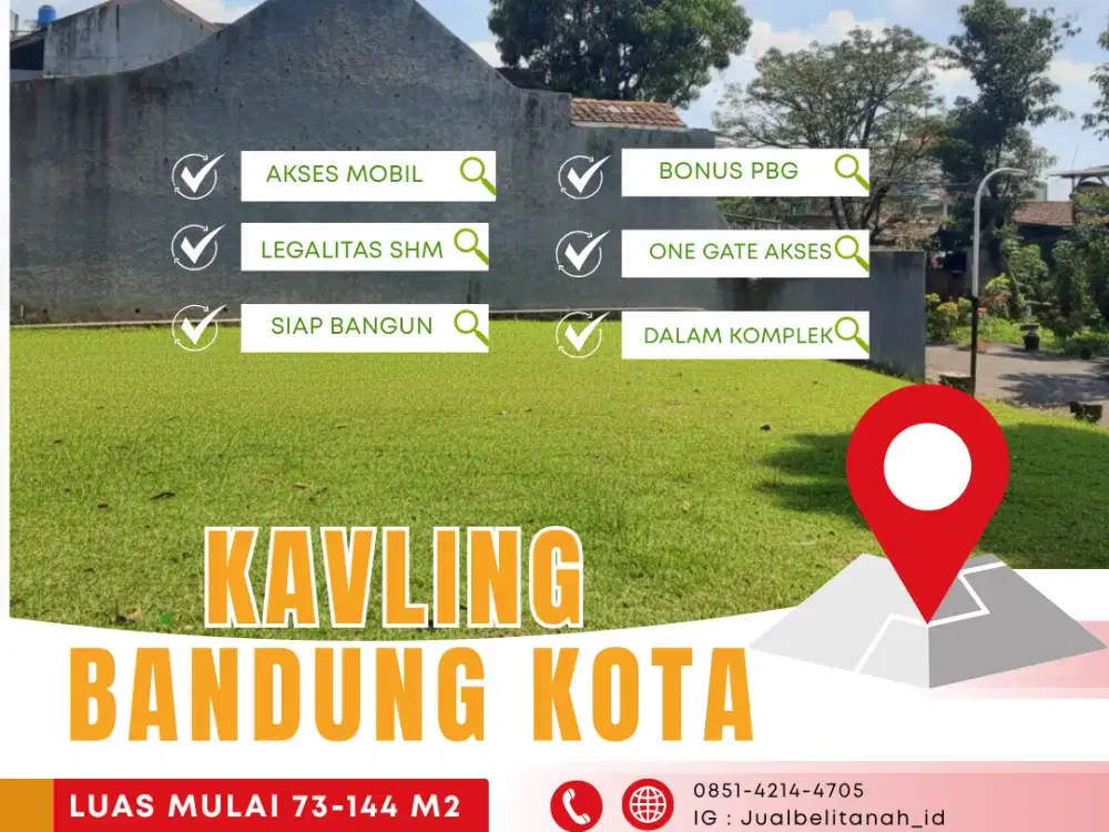 Dijual Kavling Di Bandung Timur Hanya 6 Menit ke A.H Nasution, Akses Mobil, Dalam Komplek Hanya 2 Unit