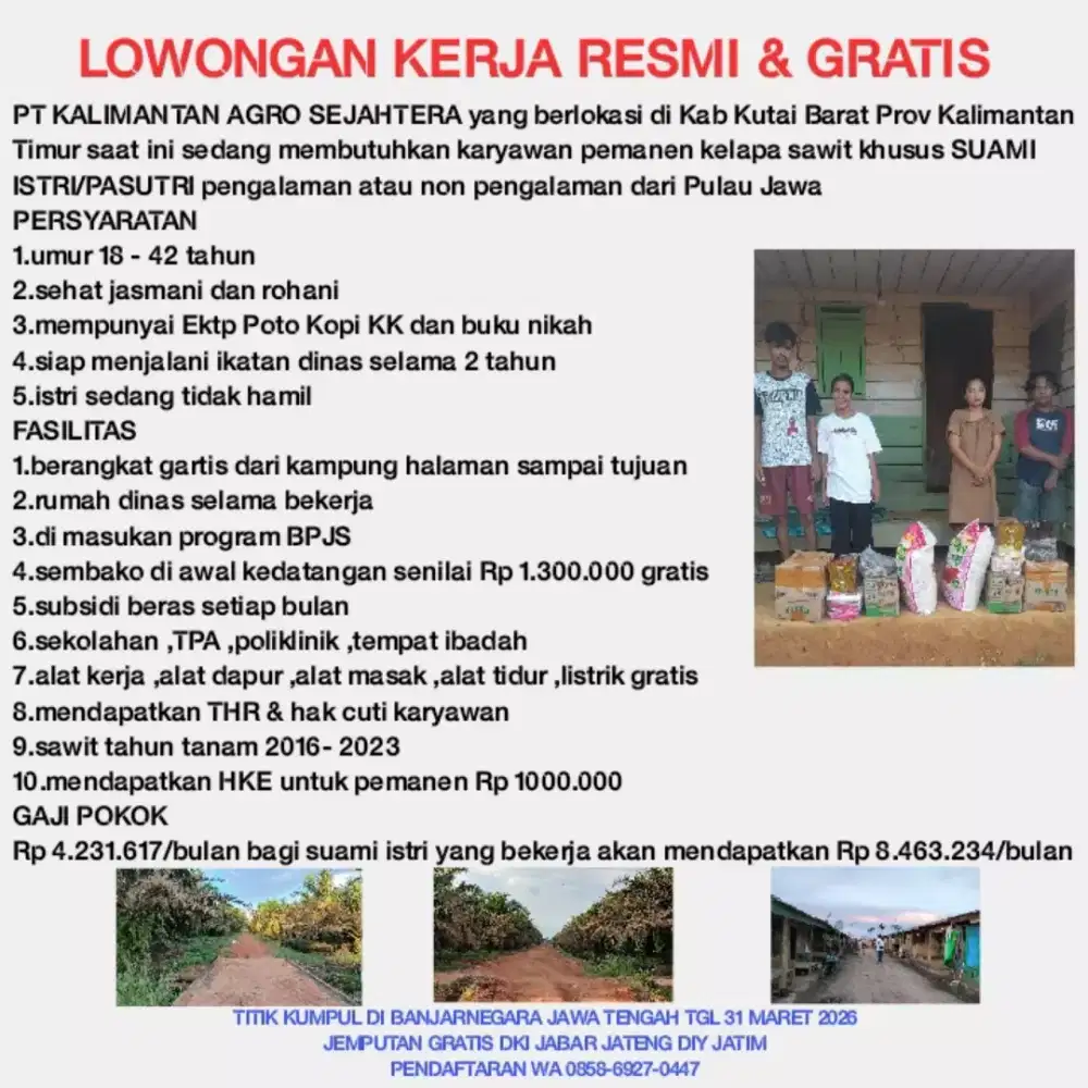 LOKER GRATIS KHUSUS SUAMI ISTRI