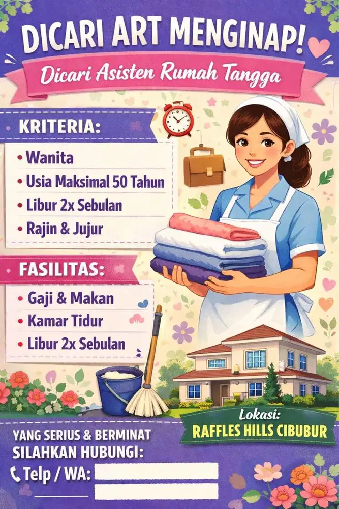 ART / Pembantu Menginap