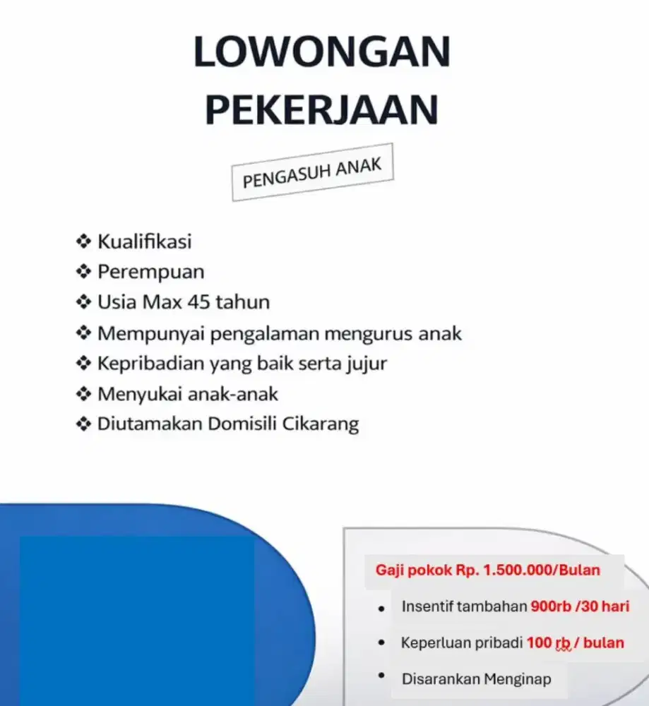 Dicari pengasuh/ ART