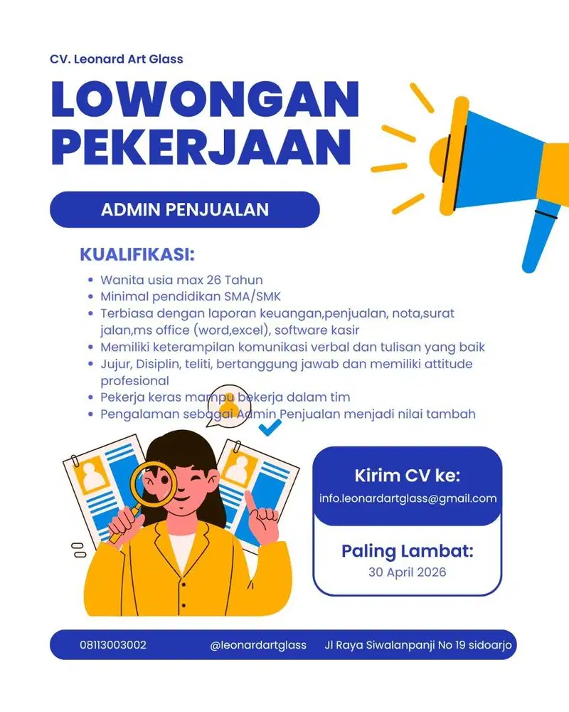 Lowongan Admin Penjualan