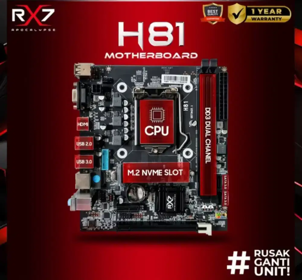 Motherboard RX7 H81 LGA 1150 DDR3 M.2 NVME
Support i7 4790
