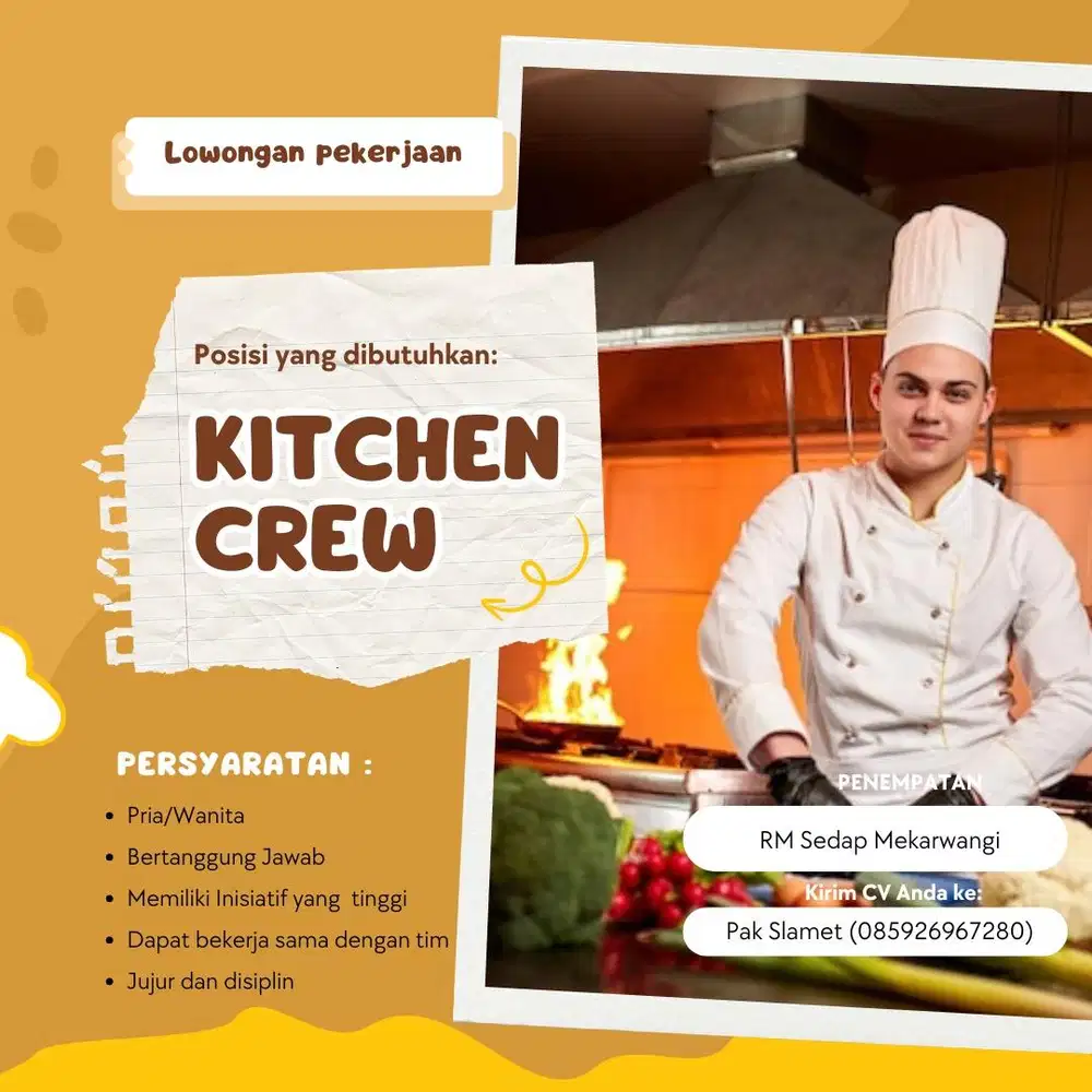 DIBUTUHKAN KOKI / cook helper