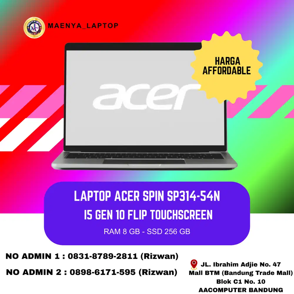 LAPTOP ACER SPIN SP314-54N FLIP | SP314- 54N | RAM 8GB | SSD 256GB