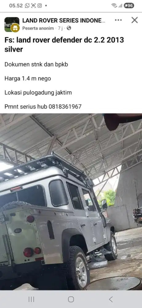 Land rover defender puma dc 2.2 2013 silver