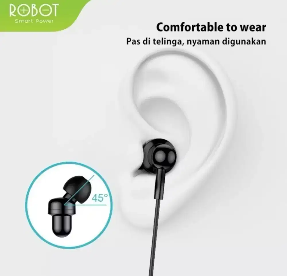 ROBOT RE20 / RE50 Earphone Kabel Oblique In-Ear Bass Ultra  headset