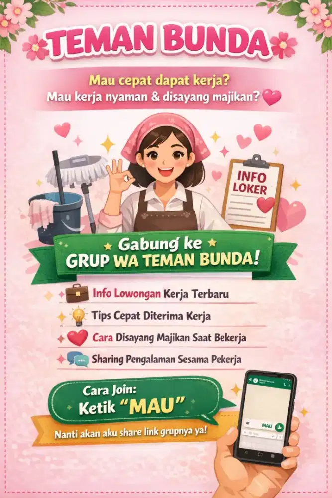 Loker ART dan Baby Sitter langsung majikan tanpa potong gaji