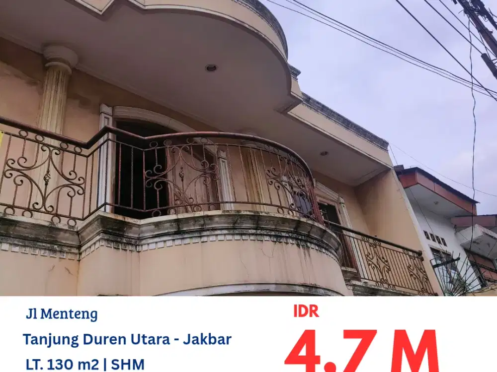 HFN0347 rumah 2 lantai di jalan menteng tanjung duren jakarta barat