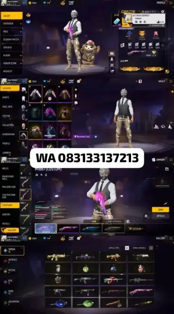 Jual akun ff amanah dan terpercaya