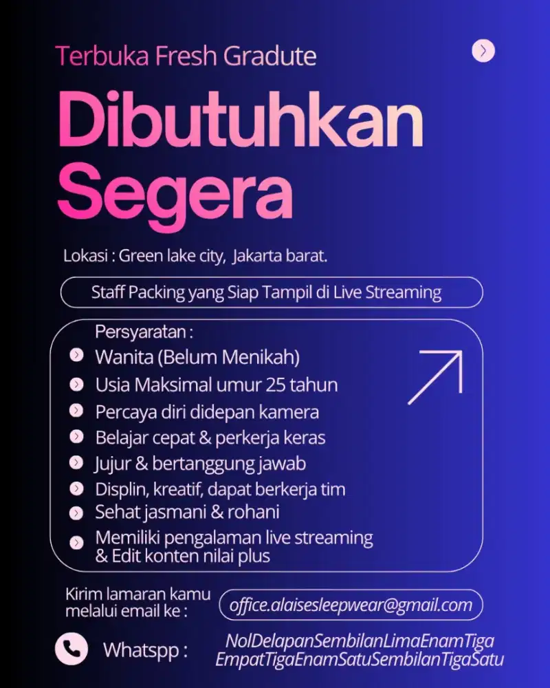 Lowongan Kerja Staff Packing Dibutuhkan Segera