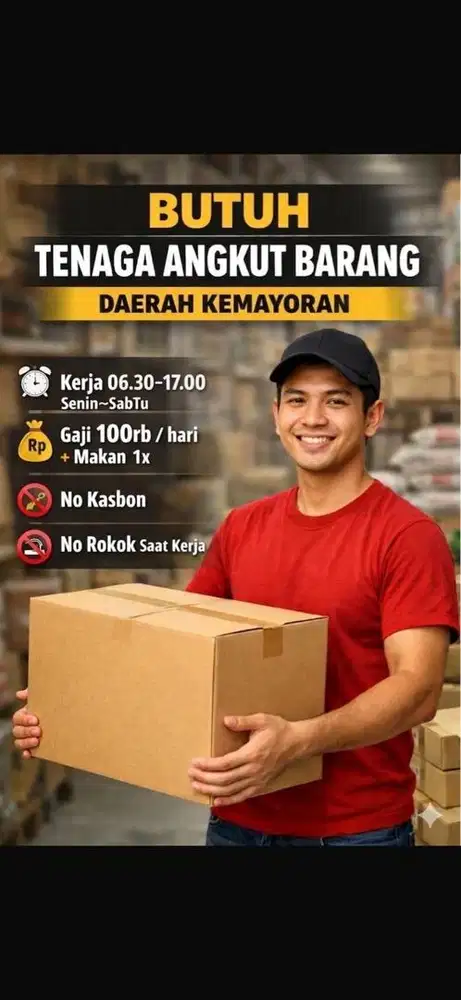 LOWONGAN KERJA TENAGA ANGKUT BARANG / HELPER GUDANG / KULI TOKO