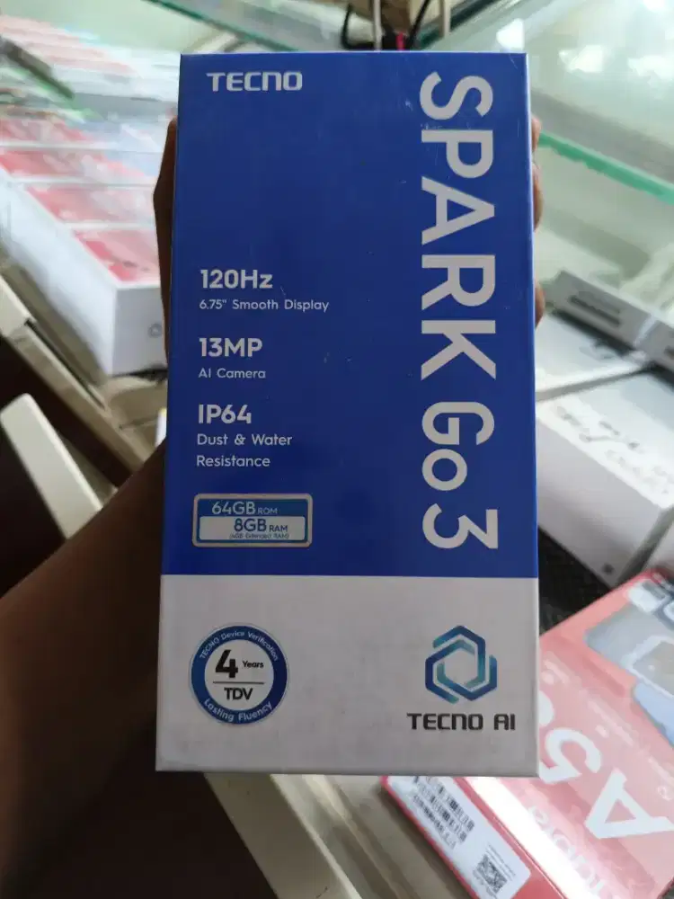 new tecno spark go3 4/64 garansi resmi 1th