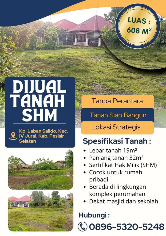 dijual tanah SHM rawang painan