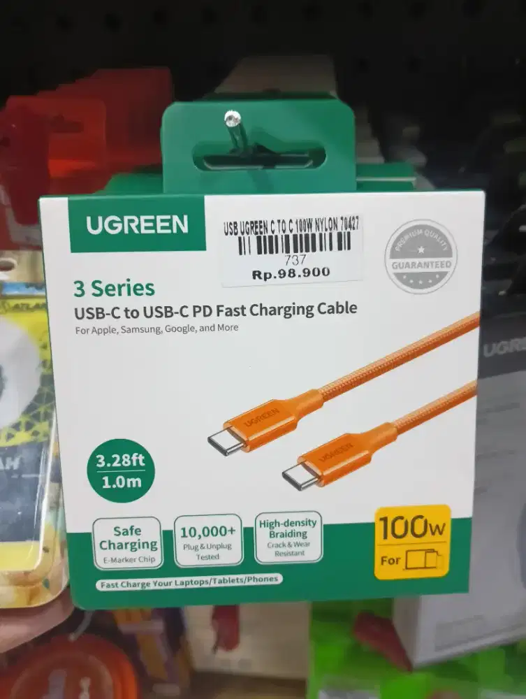 USB UGREEN C TO C 100W NYLON 70427 | ATLANTIS DAHSYAT