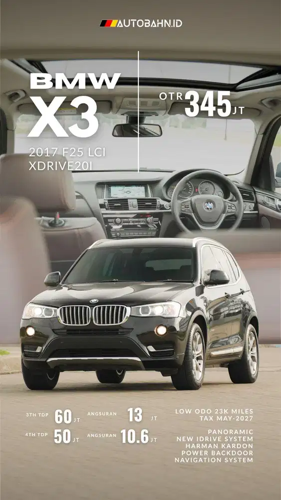 Harmane Kardone! BMW X3 Facelift 20i Xdrive 2017 Panoramic Black